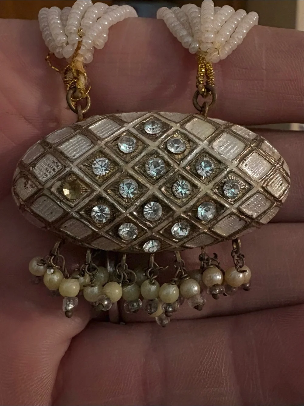 ✨ STUNNING HYDERABADI JADAU PEARL PENDANT MALA / RANI HAAR ✨